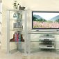 Silver Modern TV Stand w/Glass Shelves & Optional Shelf Units