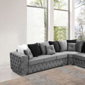 LCL-027 Sectional Sofa in Gray Velvet