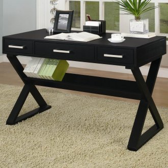 Black Finish Modern Home Office Desk w/Criss-Cross Legs