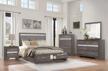 Luster Bedroom 5Pc Set 1505 in Gray by Homelegance w/Options [HEBS-1505-Luster]