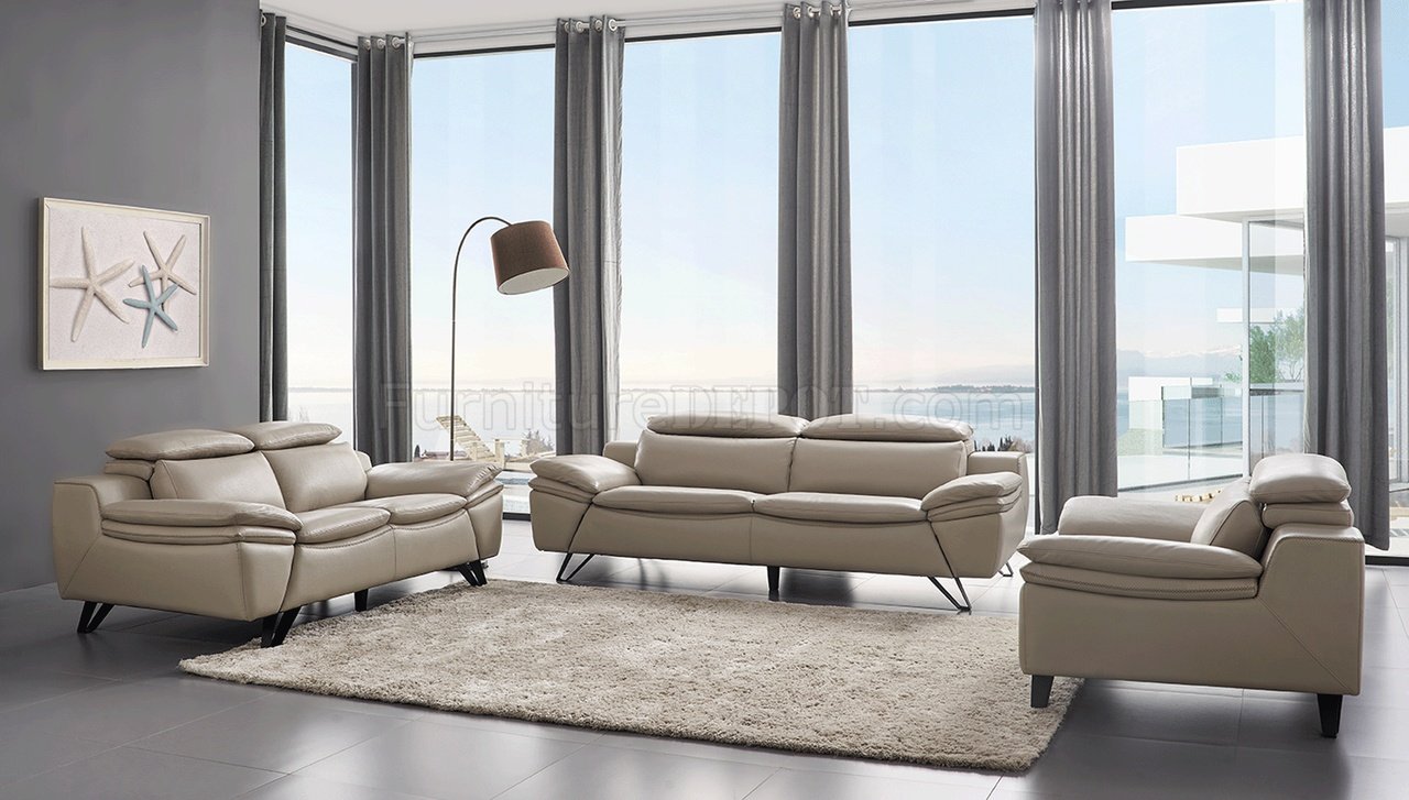 973 sofa in light grey leather by esf
