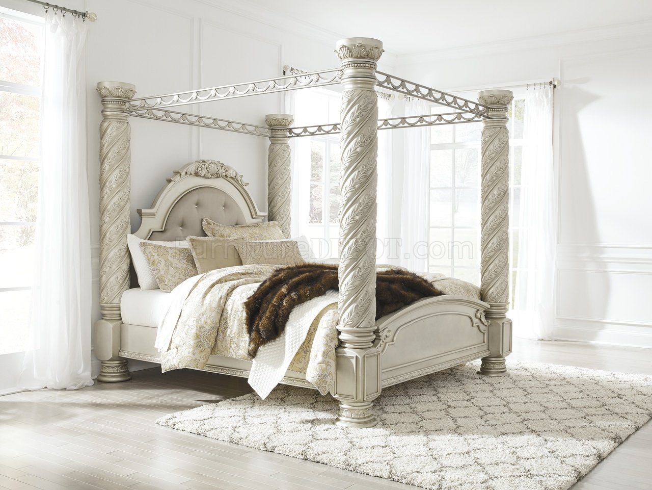Cassimore Bedroom B750 in Pearl Silver by Ashley w/Canopy Bed - Click Image to Close