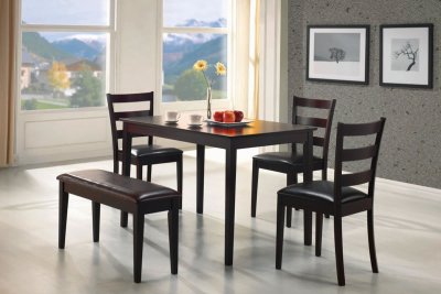 Cappuccino Finish 5 PC Modern Dinette Set w/Bench
