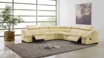 8021 Reclining Sectional Sofa in Light Beige Full Leather by ESF [EFSS-8021 Beige]