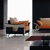Multi-Tone Color Fabric Ultra Modern Sofa & Chair Set