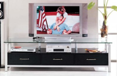 Black Color Contemporary TV Stand With Three Drawers