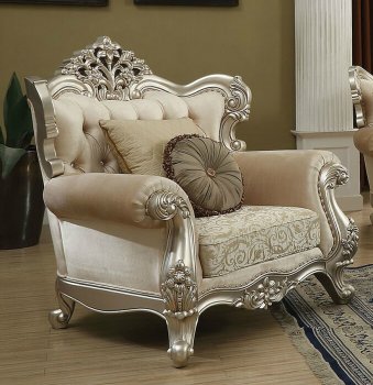 Bently Chair 50662 in Cream Fabric & Champagne by Acme w/Options [AMAC-50662 Bently]