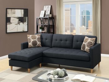 F7084 Reversible Sectional Sofa in Black Fabric by Boss [PXSS-F7084]