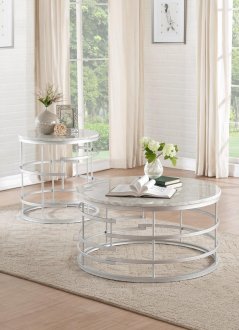 Brassica Coffee & 2 End Table 3608SV-01 in Silver by Homelegance