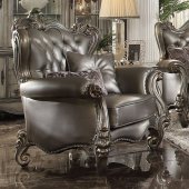 Versailles Chair 56822 in Silver PU & Antique Platinum by Acme
