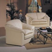 Ivory Bonded Leather Contemporary Living Room Set