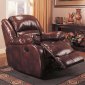 Brown Bonded Leather Modern Rocker Recliner Chair w/Pillow Arms