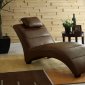 Brown Bonded Leather Modern Chaise Lounger w/Pillow