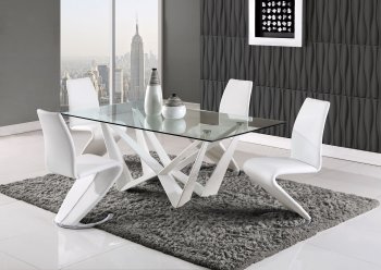 D2003DT Dining Table in White by Global w/Optional D9002 Chairs [GFDS-D2003DT-WH-D9002DC]