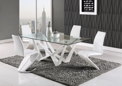 D2003DT Dining Table in White by Global w/Optional D9002 Chairs