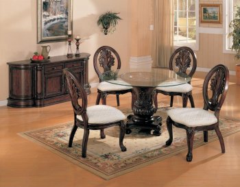 Cherry Finish Round Shape Ideal Dinette Table W/Glass Top [CRDS-101030 Tabitha]