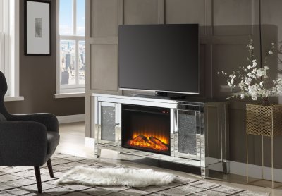 Noralie TV Stand & Electric Fireplace FC9580 by Acme in Mirror