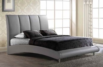 8272 Upholstered Bed in Grey Leatherette by Global [GFB-8272 Grey]