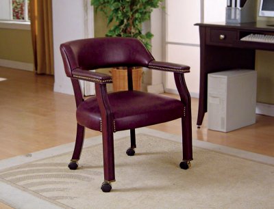 Burgundy Vinyl Classic Commercial Office Chair w/Casters