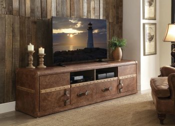 Aberdeen TV Stand 91500 in Retro Brown Leather by Acme [AMTV-91500-Aberdeen]