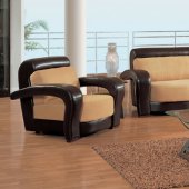 Microfiber and Bycast Leather Two-Tone Living Room Set