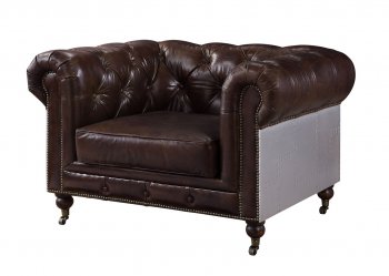 Aberdeen Chair 56592 in Brown Top Grain Leather by Acme [AMAC-56592 Aberdeen]