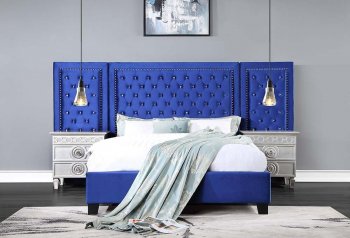 Damazy Bedroom BD00973Q in Blue Velvet by Acme w/Options [AMBS-BD00973Q Damazy]