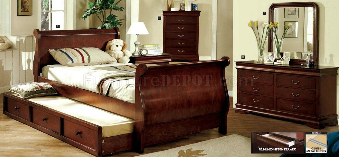 CM7828CTR Louis Philippe Jr. Bedroom in Dark Cherry w/Options - Click Image to Close