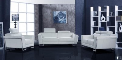 White Leather Modern 3PC Living Room Set
