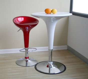 Contemporary Round Top Bar Table With Metallic Base [WIBA-B911 White]