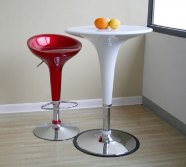 Contemporary Round Top Bar Table With Metallic Base