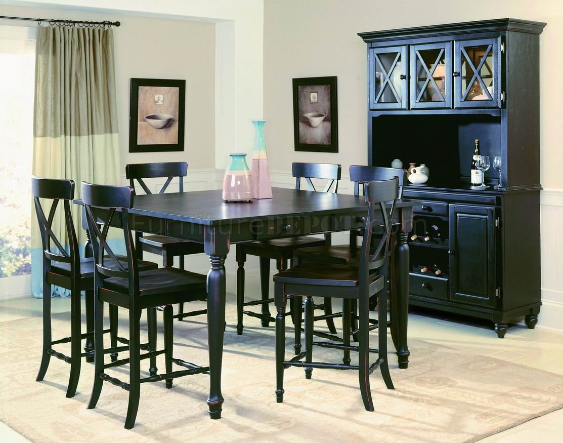 Black Finish Modern Counter Height, High Top Dining Room Sets