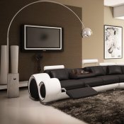 4087 Sectional Sofa Black & White Bonded Leather by VIG