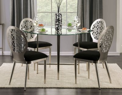 Abner Dining Table FOA3743T in Silver & Black w/Options