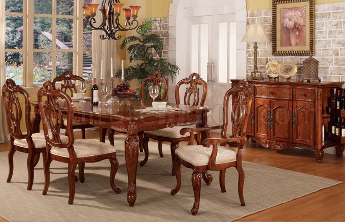 Classic Formal Dining Room, Light Cherry Wood Dining Room Chair