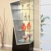 Modern Triangle shaped Curio With Black Wooden Base