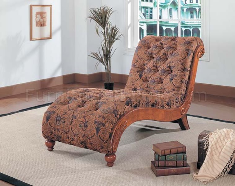 Oak Color Modern Chaise Lounge Upholstered in Fabric - Click Image to Close