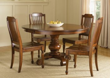 Chestnut Finish Dining Room Round Pedestal Table w/Options [LFDS-206-DR-T4860]