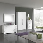 White Finish Modern Bedroom w/Leatherette Headboard & Options