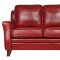 Red Full Italian Leather Contemporary Classic 3Pc Sofa Set