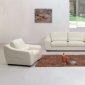 Contemporary White Leather Living Room Set