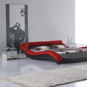 Black & Red Leatherette Elegant Modern Bed