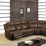 U2015 Motion Sectional Sofa in Brown Fabric & PVC by Global
