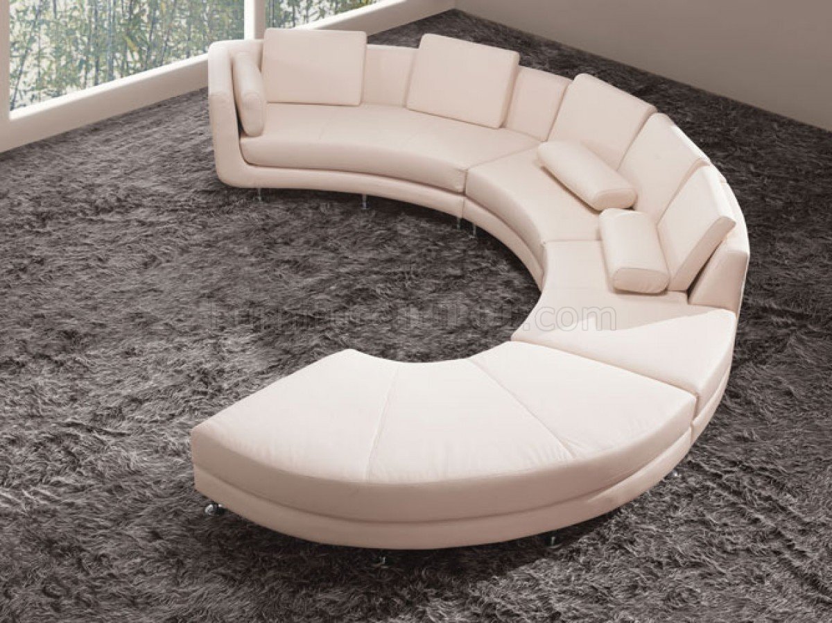 A94 4PC Sectional Sofa Set w/Ottoman in White Bonded Leather - Click Image to Close