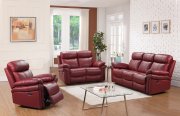 Leather Italia Joplin Sofa & Loveseat Set in Red w/Options