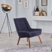Revere Accent Chair Set of 2 in Navy Fabric by Bellona