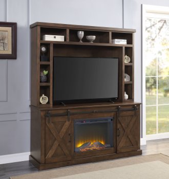 Aksel Entertainment Center w/Fireplace 91628 in Walnut by Acme [AMWU-91628 Aksel]
