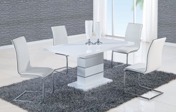 D470DT Dining Set 5Pc w/490DC White Chairs by Global Furniture [GFDS-D470DT-D490DC-WH]