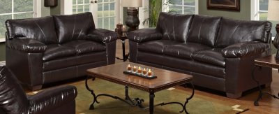 Wine Color Leatherette Modern Sofa and Loveseat Set