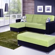 Lego Sectional Sofa Convertible in Green Microfiber by Rain